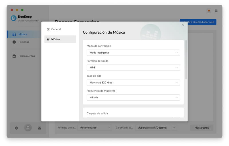 Personalizar la configuración de salida