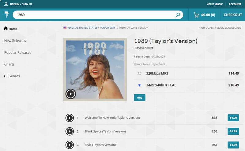 7digital FLAC music store