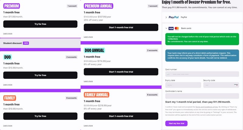 deezer premium free trial
