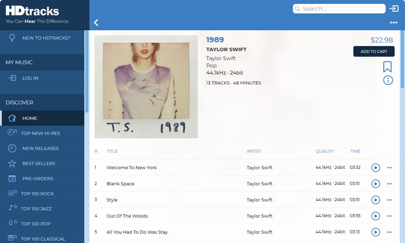 HDtracks store for studio-quality FLAC and Hi-Res music downloads