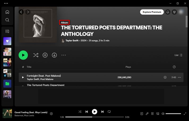 play spotify from album list