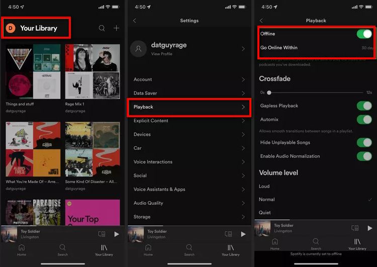 spotify offline mode mobile