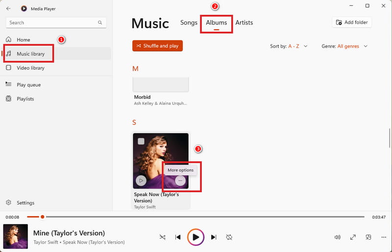 Windows Media Player music library