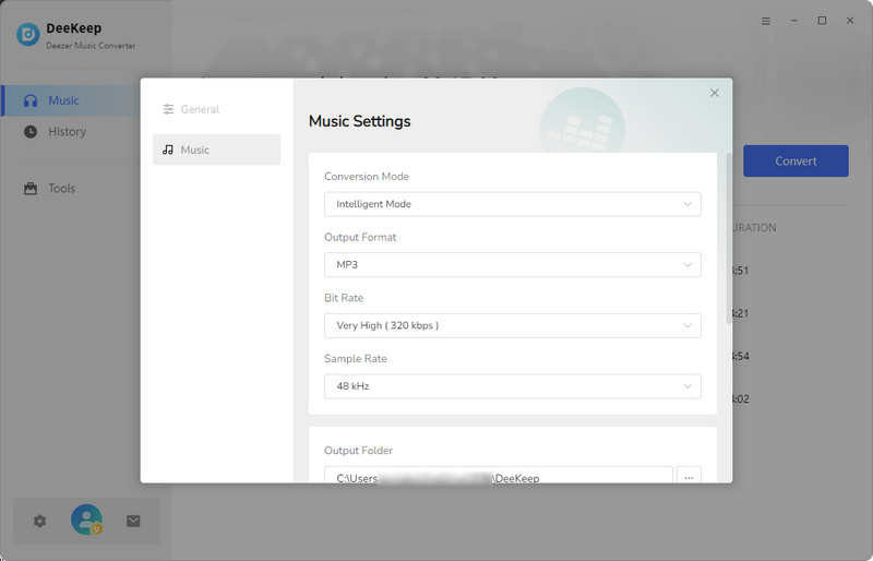 Customize Output Settings of Deezer Music