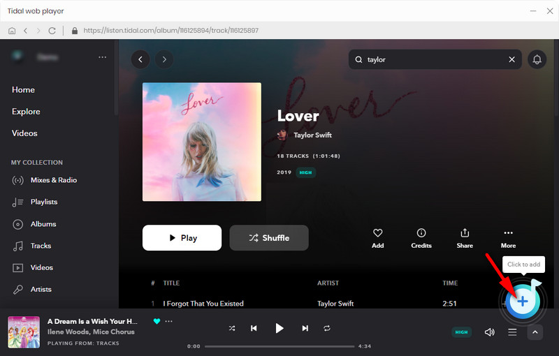 click to add tidal music